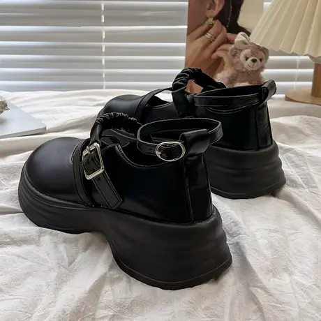 玛丽珍鞋女2023年夏新款时尚百搭小个子厚底洋气甜美小皮鞋ins潮商品大图