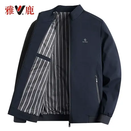 雅鹿2024新款夹克男士外套薄款中老年春秋款立领宽松商务休闲上衣图片