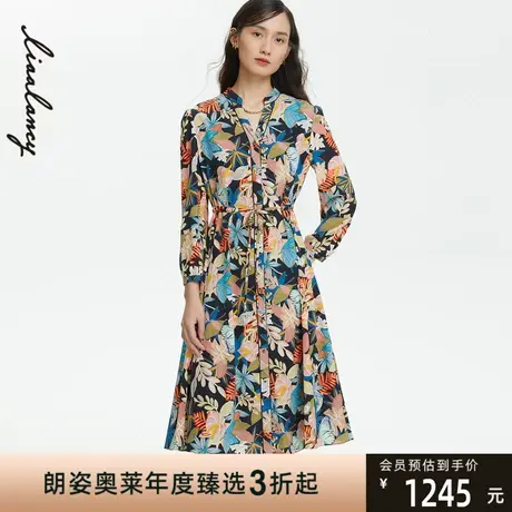 LANCY/朗姿女装22春夏新款中长款印花连衣裙子女商场同款专柜正品图片