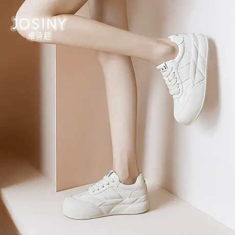 卓诗尼休闲板鞋女款2024春季新款小白鞋女厚底商场同款402A24371商品大图