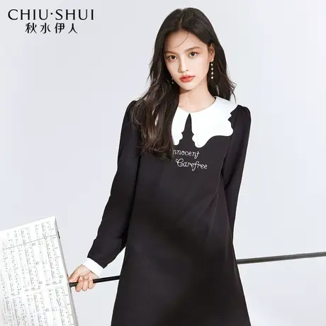 秋水伊人赫本少女小黑裙2023年秋季新款女装抗菌宽松法式中长裙子图片