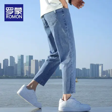罗蒙夏季薄款牛仔裤男士宽松九分休闲弹力修身9分长裤子潮牌男款图片