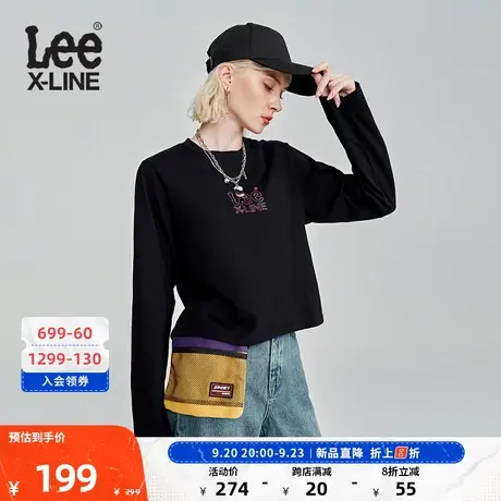 LeeXLINE23秋冬新品舒适版黑色短款女长袖T恤潮LWT0073313RX-K11图片