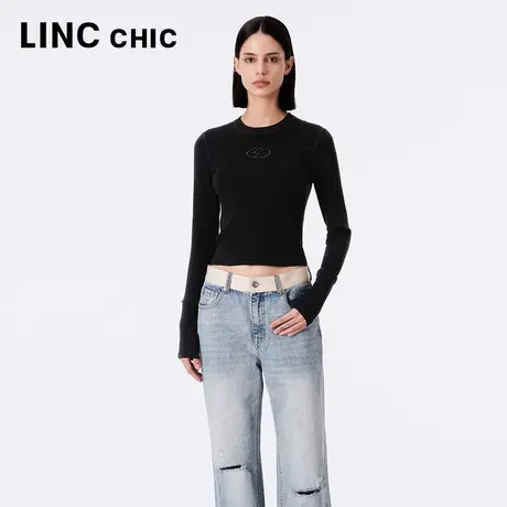 LINCCHIC金羽杰2023年秋季新款紧致机能感圆领针织衫女S233SW401Y图片