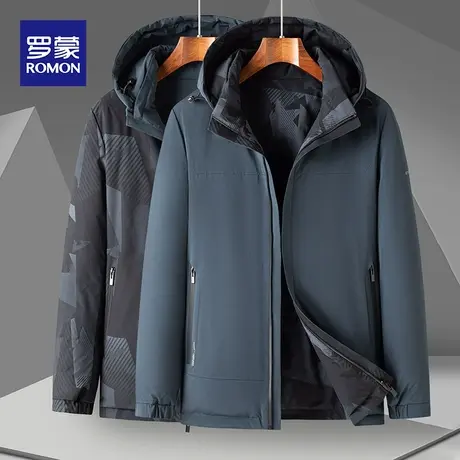 罗蒙户外工装羽绒服2023秋冬新款商务连帽保暖外套男休闲百搭上衣图片