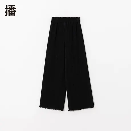 播2023秋季新款休闲宽松木耳边腰头直筒肌理感阔腿裤女BDP7KD9646商品大图