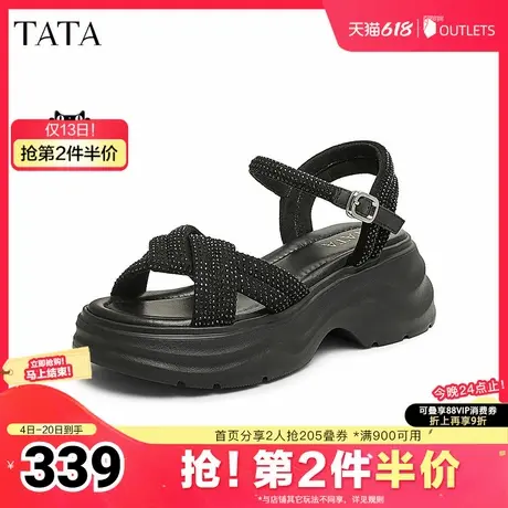 TATA/他她2025夏商场同款简约百搭时尚休闲女凉鞋新款CXT01BL5图片