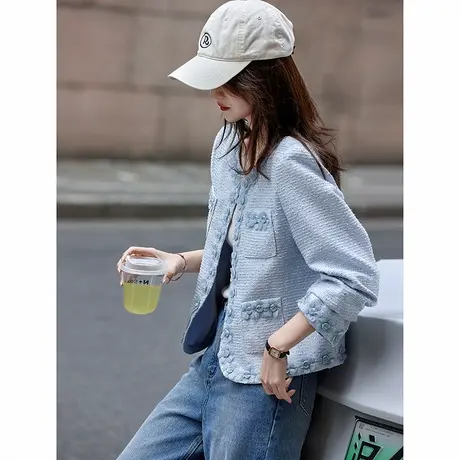 时尚气质外套2025年春季新款女立体花小香风温柔百搭短款亮片外套图片