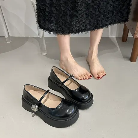 法式圆头复古小皮鞋女2025新款夏季百搭厚底单鞋气质日系玛丽珍鞋图片