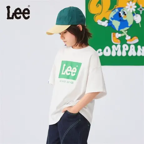 lee白色短袖T恤2025年新款夏季休闲儿童T恤男女童装薄款宽松商品大图