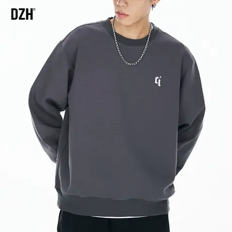 男士休闲灰色卫衣男重磅秋季宽松圆领上衣2023新款长袖t恤打底衫商品大图