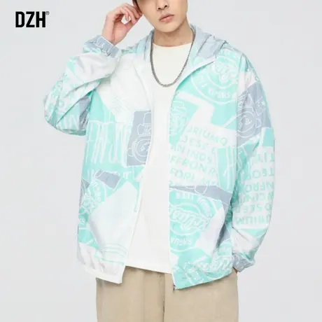男生户外运动休闲衣服外套男夏季薄款潮牌满印夹克2023年新款上衣商品大图