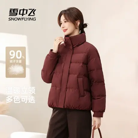 雪中飞2025秋新款女士短款保暖立领羽绒服时尚洋气显瘦大码图片