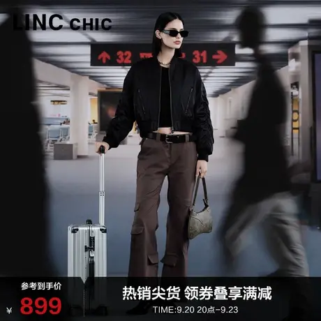 LINC金羽杰轻薄羽绒服女短款23年秋冬新款酷趣刺绣夹克Y23801009图片