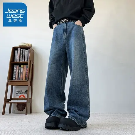 N5真维斯牛仔裤男2025新款秋季美式复古基础百搭宽松直筒男款裤子商品大图