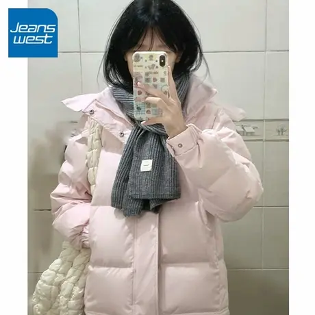 KV真维斯紫色羽绒棉服女短款连帽2025年新款冬季加厚宽松外套上衣商品大图