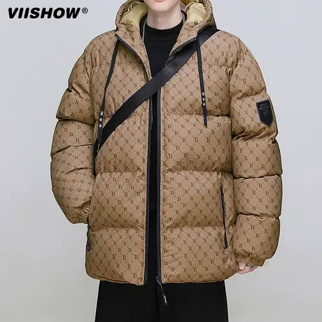 VIISHOW国潮户外软壳棉服男生登山服保暖羽绒棉衣男连帽夹克外套图片
