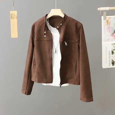 短款麂皮绒外套女秋冬新款2023爆款洋气流行小个子高级感夹克上衣商品大图