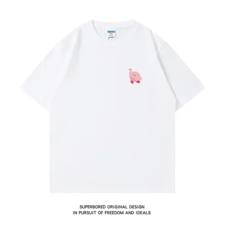 日系简约卡通印花纯棉短袖T恤男女夏季ins港风宽松半袖体恤上衣商品大图