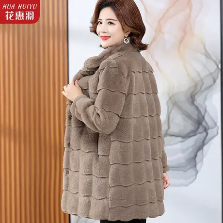 妈妈冬装外套新款毛呢大衣中长款中年女士貂绒中老年女装秋冬棉服图片