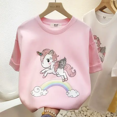 ins超火软妹T恤2021春夏新款韩国东大门重工水钻宽松内搭短袖大码图片