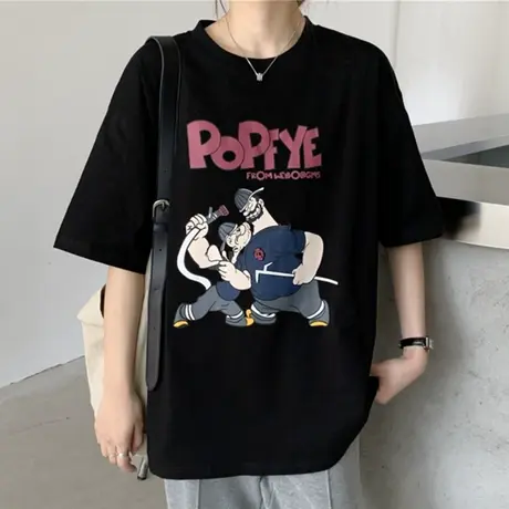 欧美复古短袖t恤女2021夏季宽松韩版ins半袖设计感小众港风上衣服图片