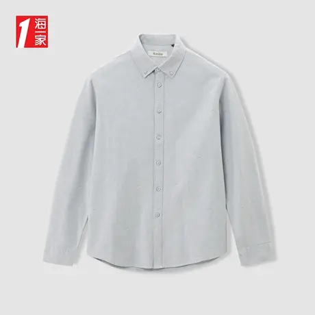 海一家宽松舒适长衬2023秋季新款简约时尚花纹亲肤棉长袖衬衫男图片