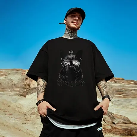 高街短袖t恤大码男装纯棉宽松情侣夏季oversize美式上衣服ins潮牌图片