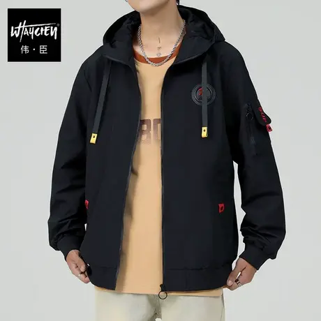伟臣2023秋冬新品大码男装连帽外套男胖子加肥加大宽松潮流夹克男商品大图
