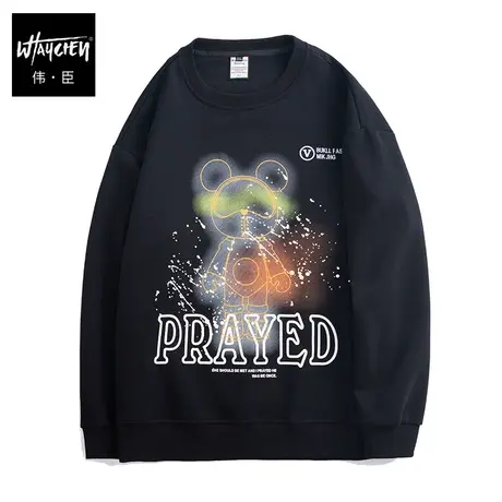 伟臣潮流卡通创意印花大码卫衣男胖子加肥加大圆领上衣肥佬休闲装商品大图