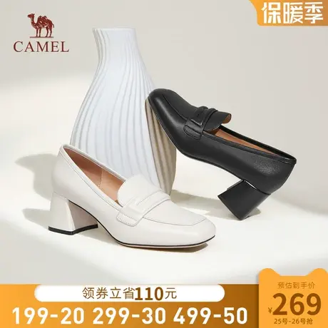 骆驼女鞋2024秋季新款英伦风小皮鞋女厚底优雅复古时尚粗跟单鞋女商品大图