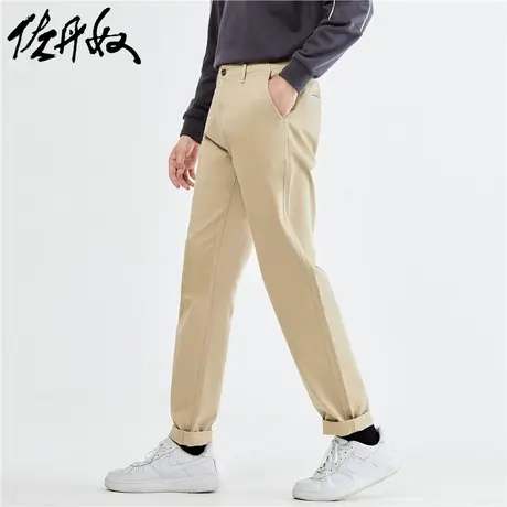 佐丹奴裤子男装纯棉梭织品牌胶章中腰休闲长裤 18113627商品大图