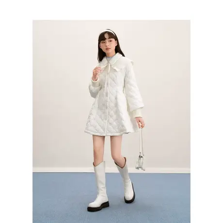 【少女中国】乐町绗缝连衣裙外套休闲秋冬新款甜美棉衣外套女宽松图片