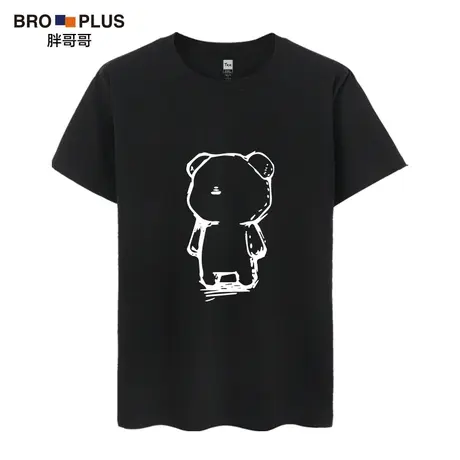 胖哥哥个性卡通印花加肥加大T恤男宽松圆领大码短袖胖子男打底衫商品大图