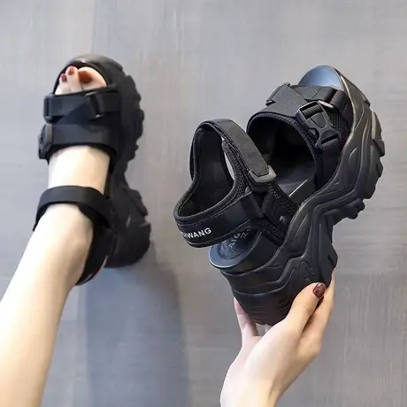 超火厚底运动凉鞋女款夏季女鞋高级感2023新款增高跟沙滩罗马鞋子商品大图