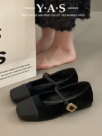 平底单鞋女2024新款春秋季温柔风晚晚鞋法式配裙子瓢鞋玛丽珍女鞋图片