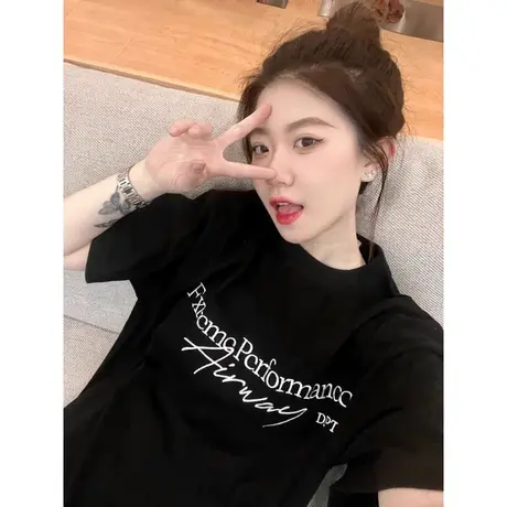 基础款打底衫t恤2024年新款上衣春秋季宽松男女款下半身失踪穿搭图片