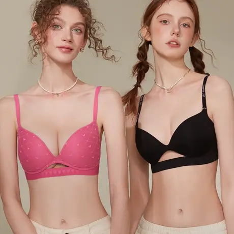 6RBI内衣女士聚拢无痕软支撑承托不下垂收副乳芭比粉蕾丝文胸胸罩图片