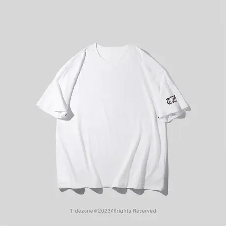 Ohlyah夏季白色T恤男女同款美式街头印花短袖潮男士圆领纯棉半袖T图片