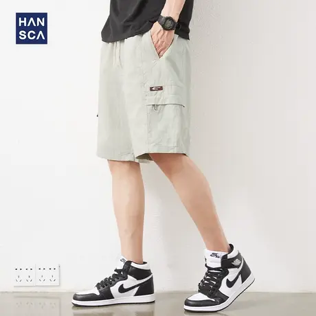 汉斯卡休闲短裤男夏季新款潮流宽松直筒中裤青少年休闲运动五分裤商品大图