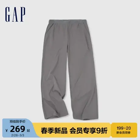 Gap女装2024春季新款弹力提花logo阔腿休闲裤百搭简约长裤872655商品大图