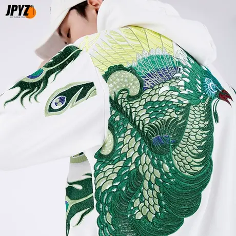 重工刺绣卫衣男连帽套头衫国潮oversize秋冬季长袖小众中国风外套商品大图