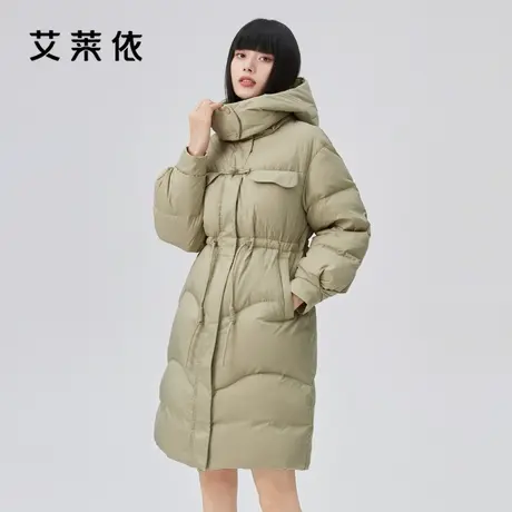艾莱依羽绒服冬季女款2022年新款休闲鸭绒时尚宽松收腰中长款外套商品大图