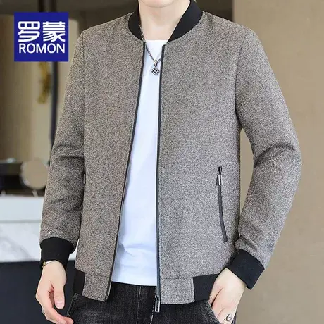 罗蒙夹克男士秋季新款潮牌棒球领工装上衣服青年百搭飞行员外套男商品大图