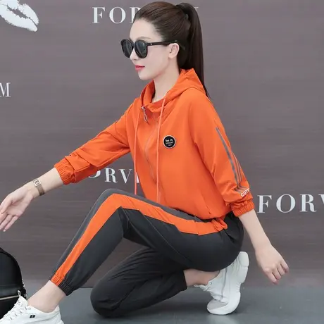 梭织连帽运动套装女春秋2023年新款洋气休闲拉链卫衣外套两件套潮图片