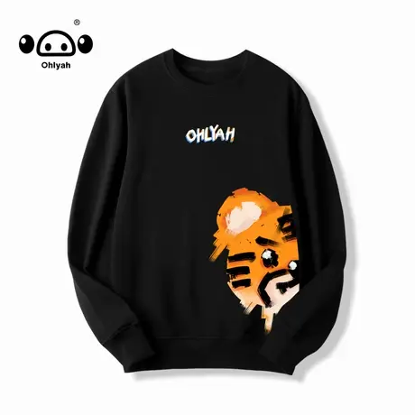 Ohlyah小老虎本命年潮牌卫衣女情侣装纯棉圆领大红色长袖班服定制商品大图