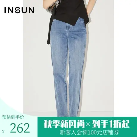 恩裳COVER春秋季新款舒适亲肤棉质时尚直筒高腰水洗牛仔老爹裤图片