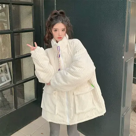 oversize棉袄外套女2022新款秋冬季大码加厚小个子高级感上衣棉服图片