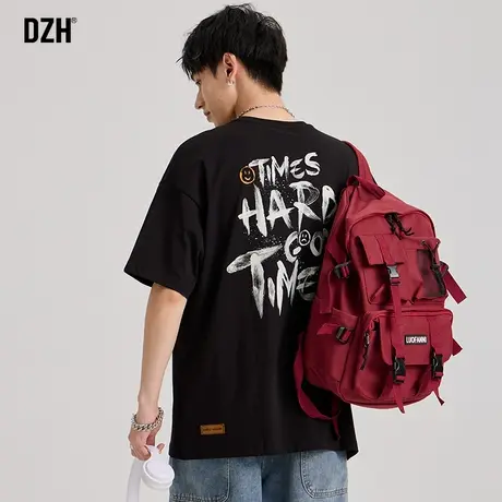 男士字母印花t恤潮牌男装2023新款衣服黑色短袖夏季男款半袖体恤商品大图