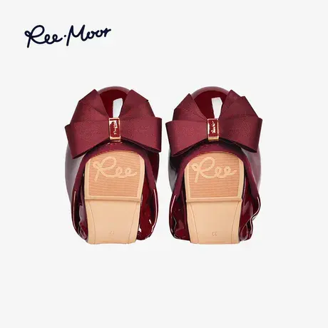 REEMOOR睿慕蝴蝶结2023新款舒适气质浅口平底鞋软底单鞋红色女鞋商品大图